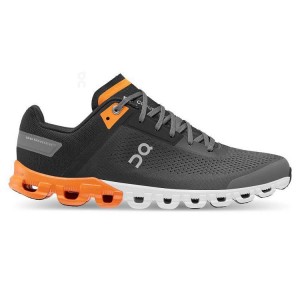 Men's On Running Cloudflow Road Running Shoes Black / Orange | UAE_ON8676