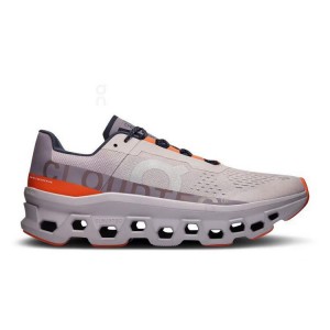 Men's On Running Cloudmonster Road Running Shoes Grey / Red | UAE_ON8994
