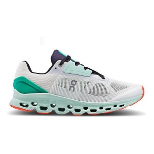 Men's On Running Cloudstratus Road Running Shoes White / Turquoise | UAE_ON8896